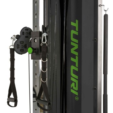 TUNTURI - Poliercolina salvaspazio con panca regolabile e pacco pesi 70 kg HG80 Home gym